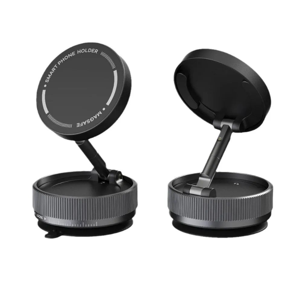 Magnetic vacuum suction phone bracket in Night Blue Metal Black with 720-degree folding and rotating plastic body