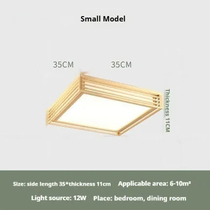 Solid wood Nordic ceiling lamp with remote control and three colour temperature settings for living room and bedroom