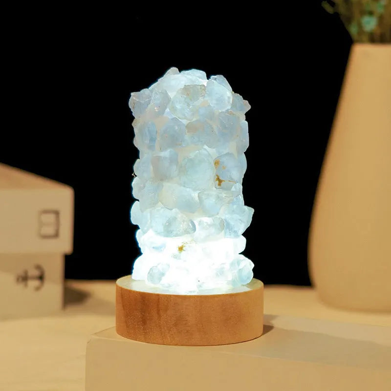 Amethyst crystal tooth flower USB night light with warm and cool white light settings