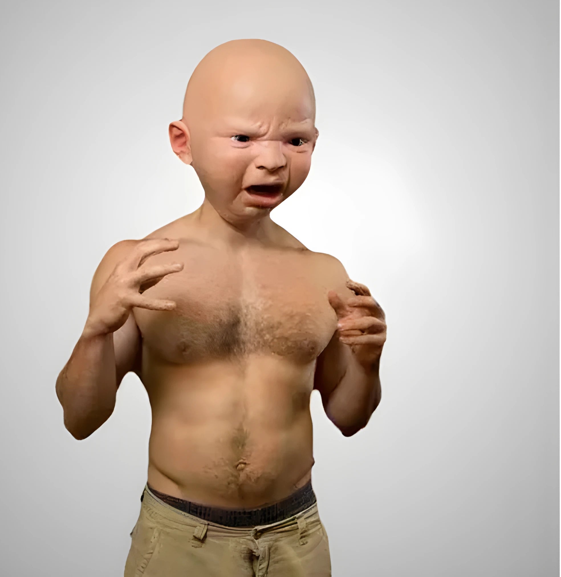 Funny angry baby face latex mask in 26cm size for Halloween costume headgear
