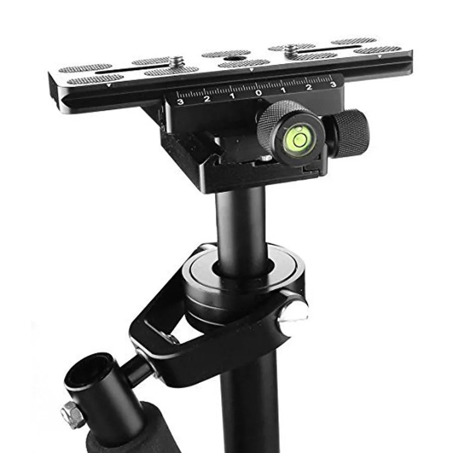 Black aluminium S40 S60 handheld camera stabiliser with adjustable height mechanism