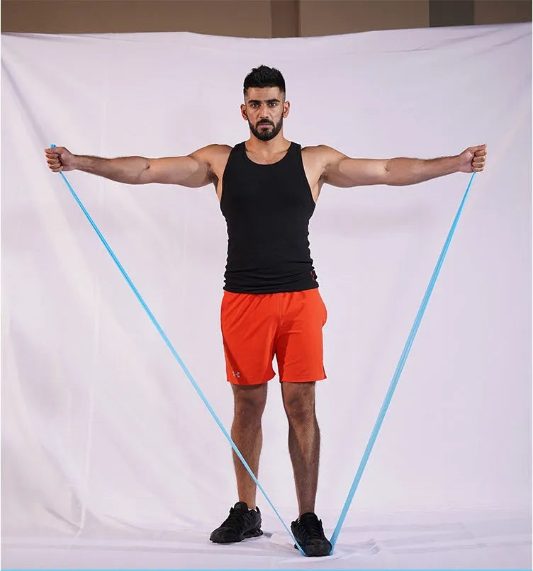 TPE strength training ribbon in blue with length and thickness options for resistance workouts