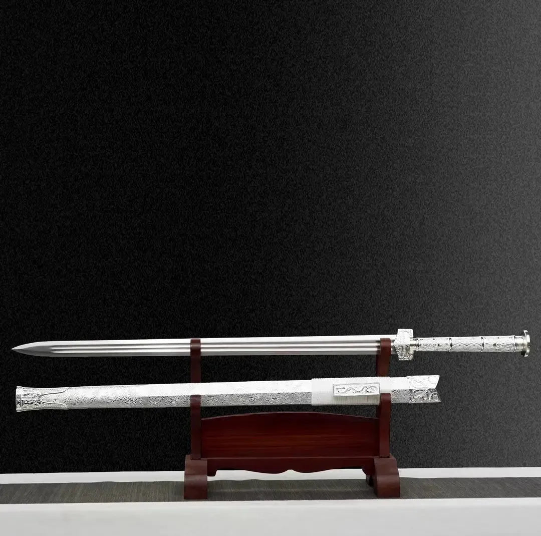 Dragon Soul Integral Sword high manganese steel unsharpened katana 103cm with leather-covered wood scabbard