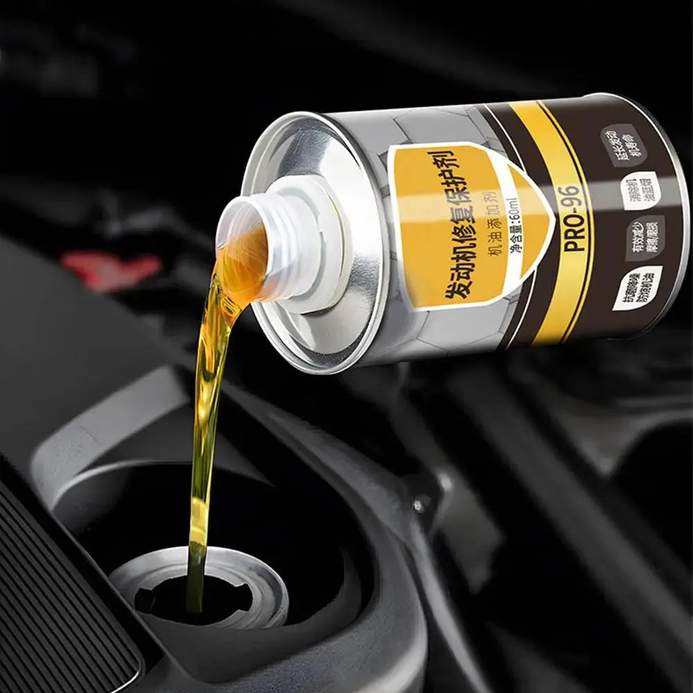 White 60ml container of engine anti-wear additive for automotive repair and protection