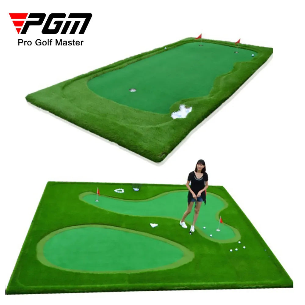 Green artificial turf golf putting mat, 1.5m x 3m indoor practice blanket for golf and ball games