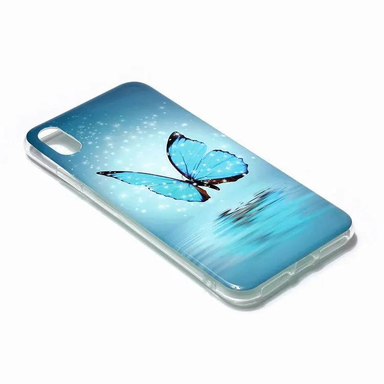 Luminous cartoon iPhone case with Butterfly design, back cover style in IMD+TPU material