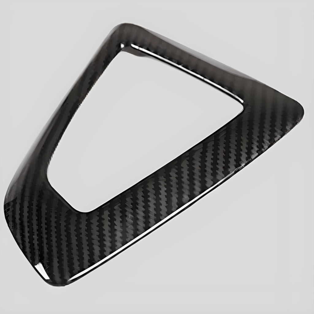 BMW carbon fibre pattern gear base frame for dashboard, left titanium colour, 13x9 cm.