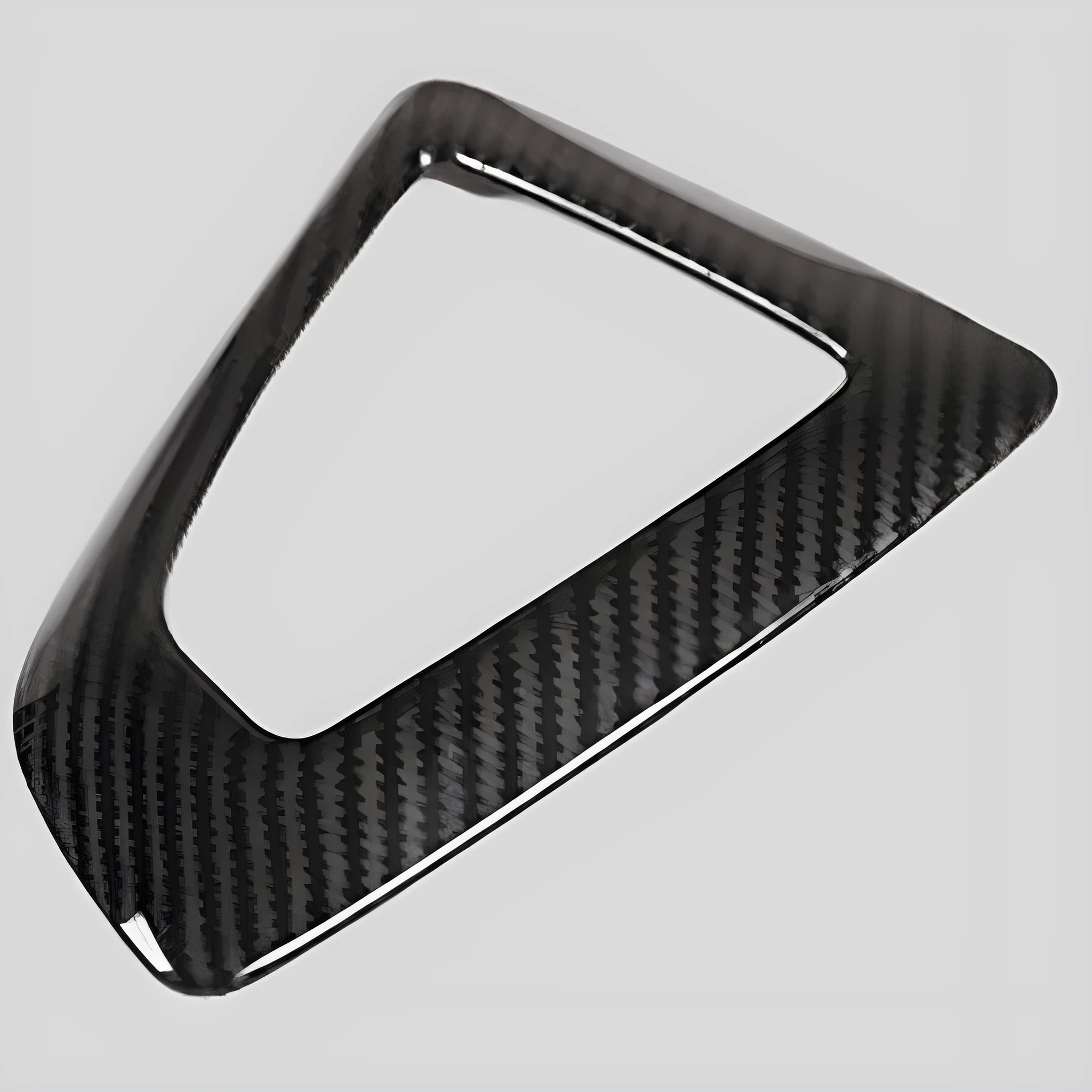 BMW carbon fibre pattern gear base frame for dashboard, left titanium colour, 13x9 cm.