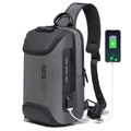 Men's Oxford cloth waist chest bag in black or grey, 21x12x35cm, with main bag, IPAD bag and compartment bag