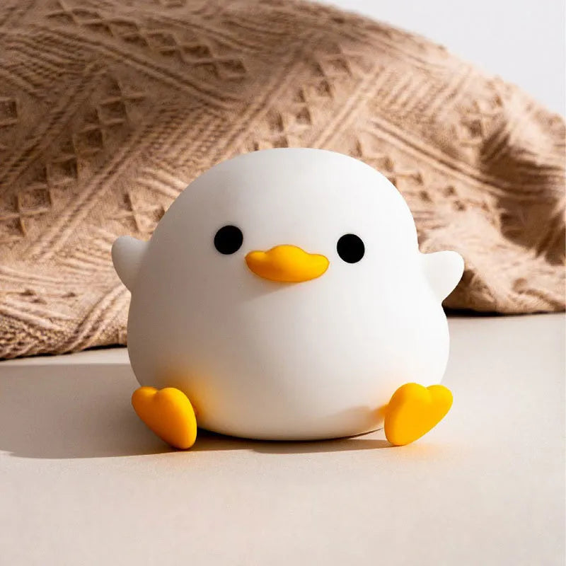 Doudou Duck silicone night light with squeeze control USB charging, 122x105x92mm