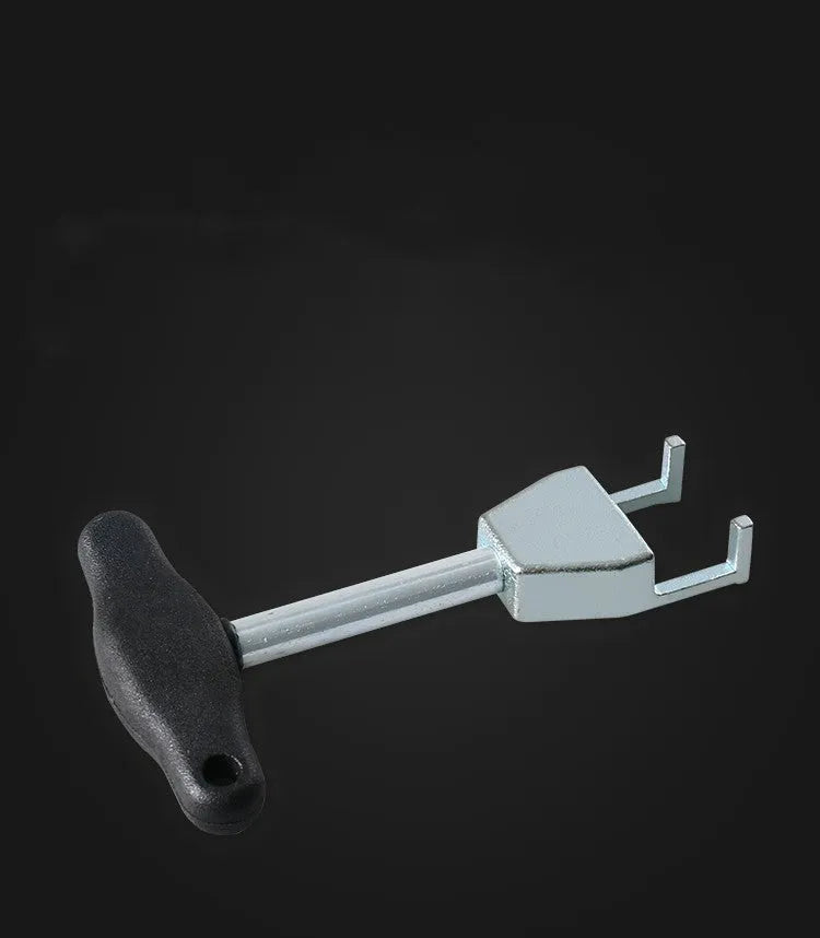 Ignition coil extractor tool with T-shaped plastic handle and carbon steel body in silver black for VW Group petrol engines