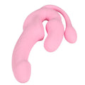 Pink double-headed dragon silicone dildo with remote control and three shock modes, wearable adult product
