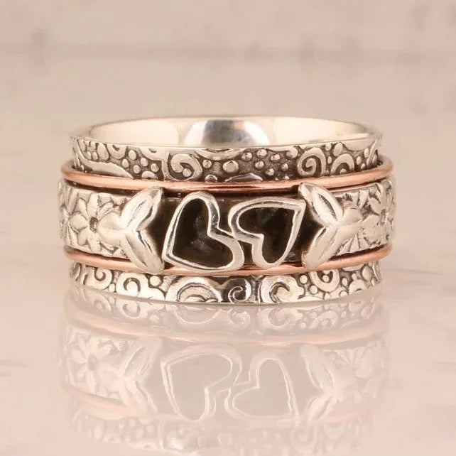 Silver wide noodle ring for women, zinc alloy electroplated band, sizes 6 to 10