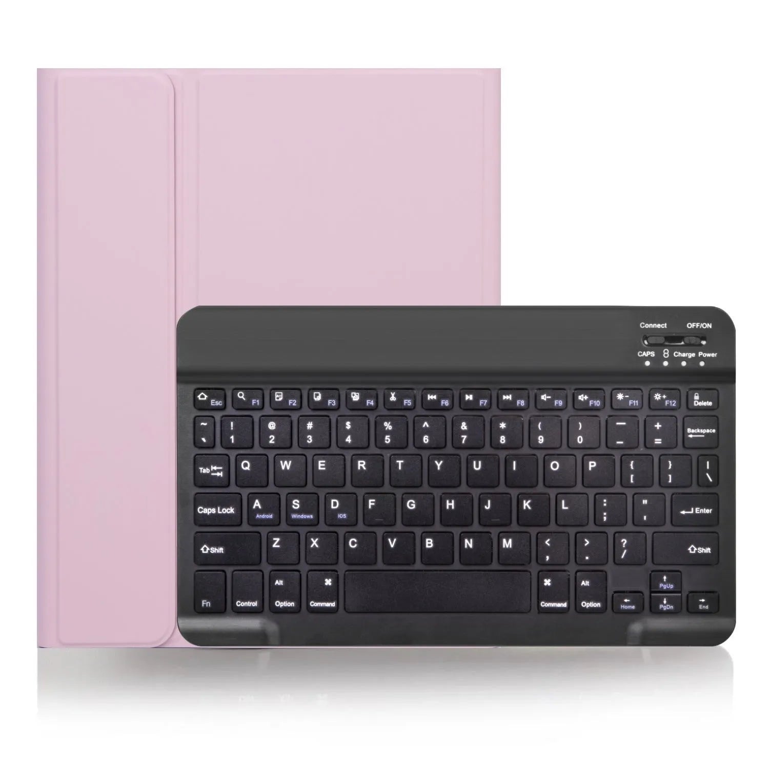 Wireless Bluetooth keyboard with split leather case in four colour options: green black, light green white, pink black, purple black