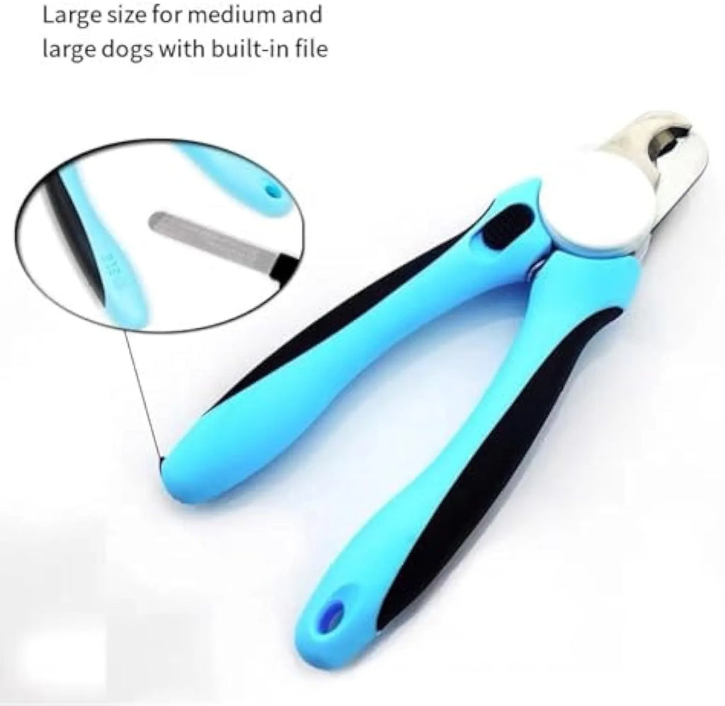 Blue heavy-duty dog nail clippers with safety guard for large breed thick nails