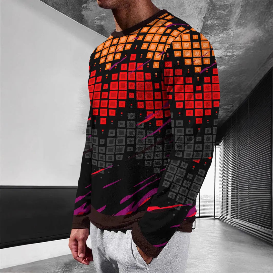 Men's long sleeve milk silk pullover top in round neck casual style showing colour options