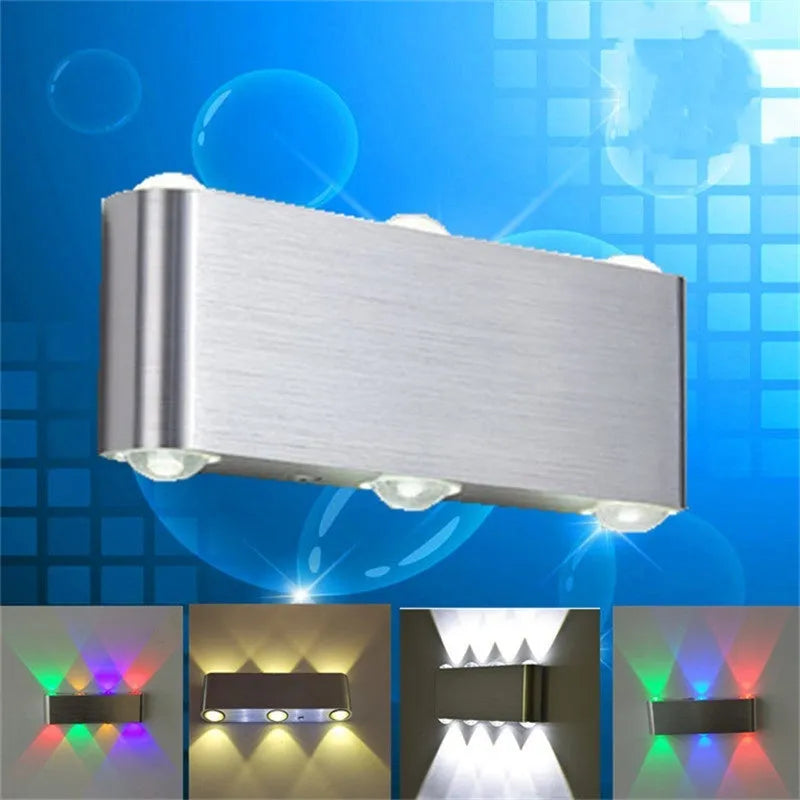 Silver LED aluminium frame rectangular wall lamp, 180x60x30mm, for bedroom