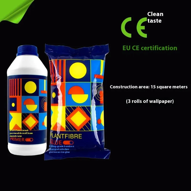 Three rolls of Glutinous Rice Glue E, a formaldehyde-free wallpaper adhesive with a clean smell