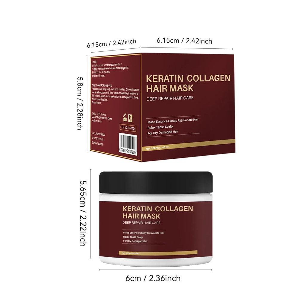100ml tube of collagen hair mask for moisturising and repairing tough hair