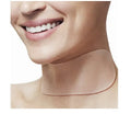 Transparent anti-wrinkle silicone neck pad measuring 200x60mm with gel texture, placed on a flat surface