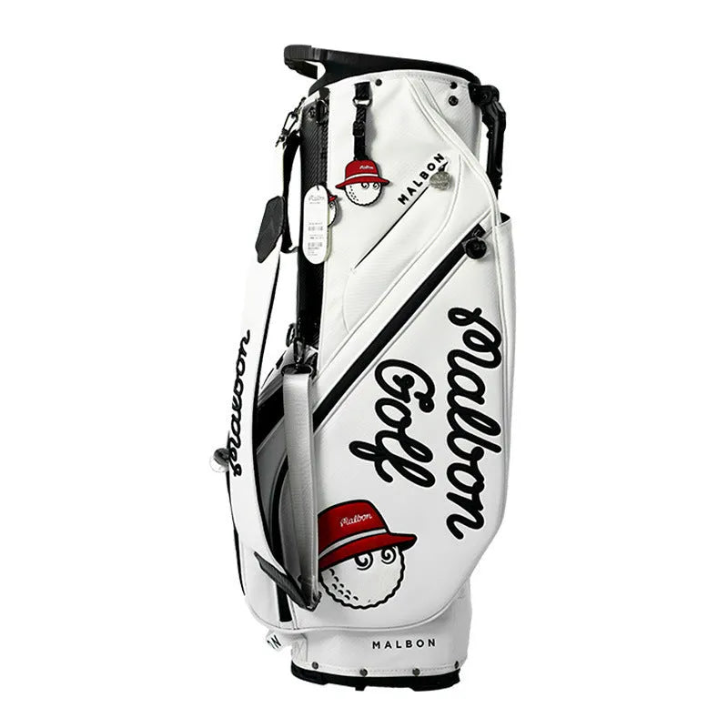 Waterproof leather golf bracket ball bag, 9 by 35 inches, in white, black, dark brown, or dark green