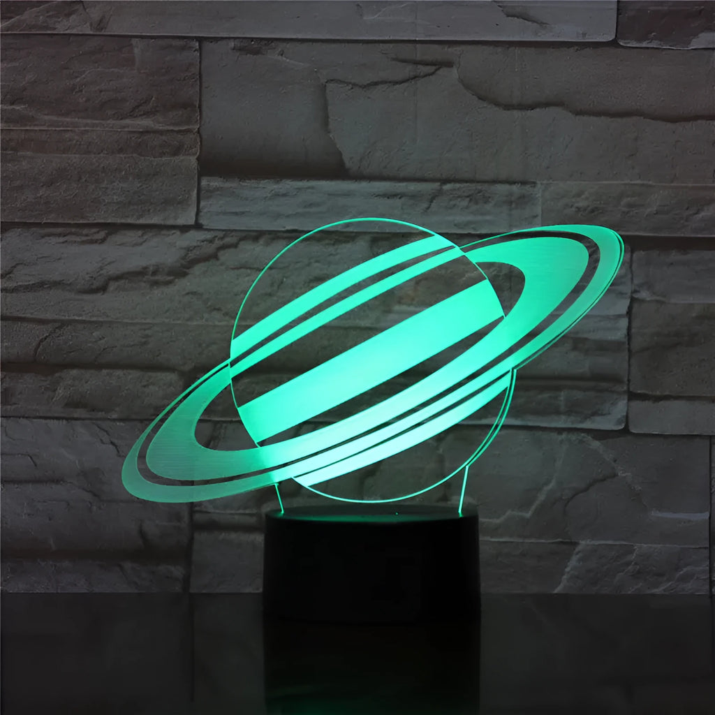Nine planets series 3D small night light touch colour changing table lamp with black base and seven colour modes