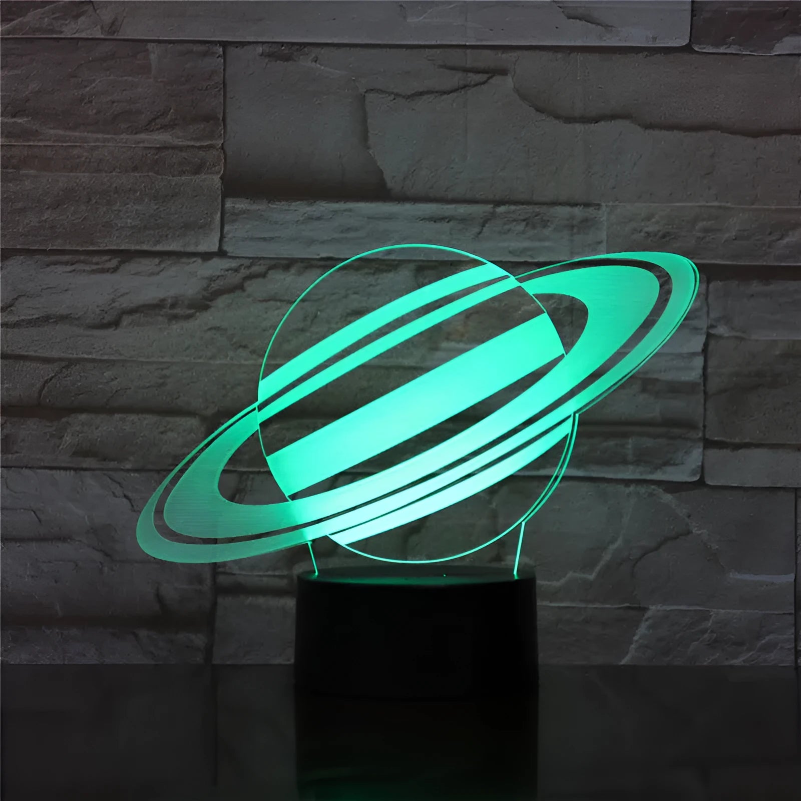 Nine planets series 3D small night light touch colour changing table lamp with black base and seven colour modes