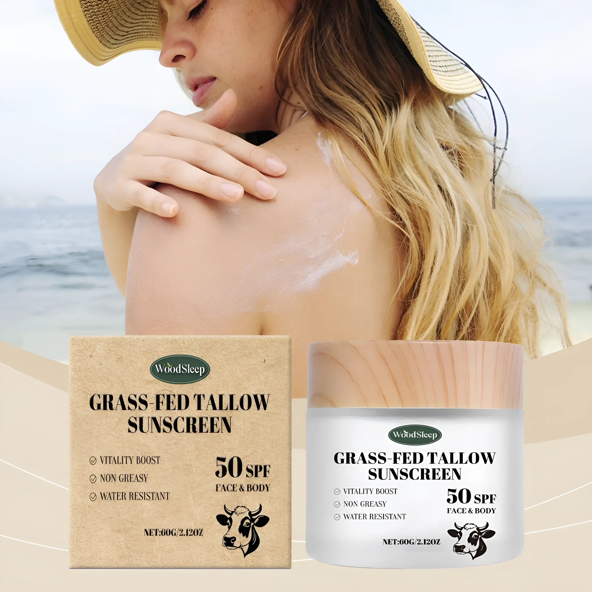Butter moisturising protective cream in 60g container with hyaluronic acid and shea butter