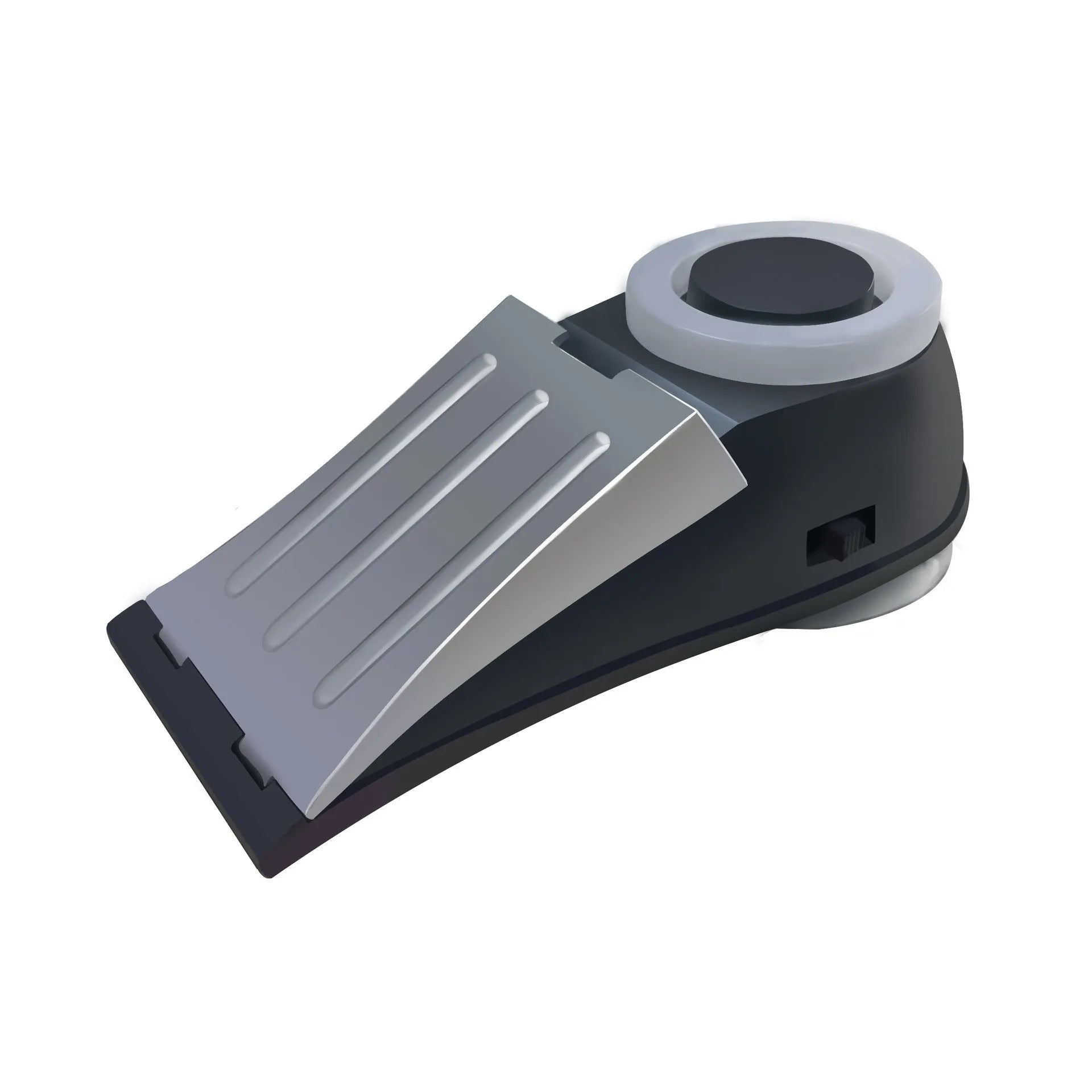 Grey hotel door stopper with flashing burglar alarm and lighting function