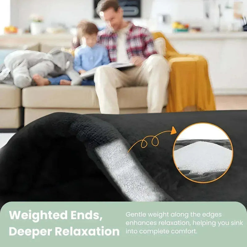 Grey electric heating shawl for shoulders and neck with soft fabric and EU plug, folded on a surface