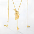 925 silver leaf clavicle chain gold electroplated geometric pendant on woman neck