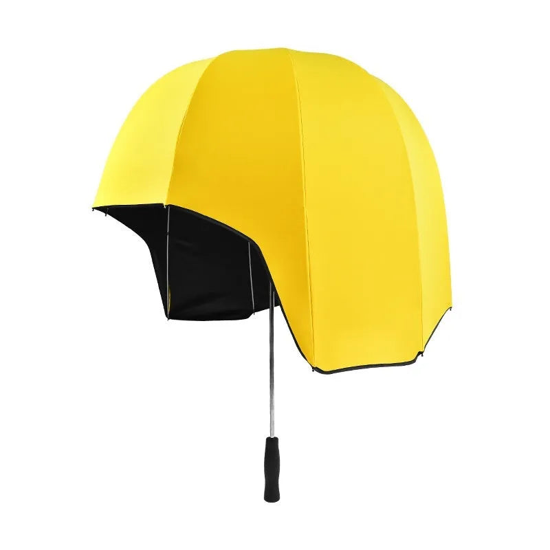 76cm diameter helmet umbrella with long handle in various colour options including vinyl-coated patterns