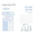 Oblique angle artsy ins style student draft notebook in A5 or B5 size with white or plaid blue cover.