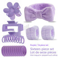 Bow washing face hair band 16-piece set with plaid pattern and wrist strap in 9 colour options