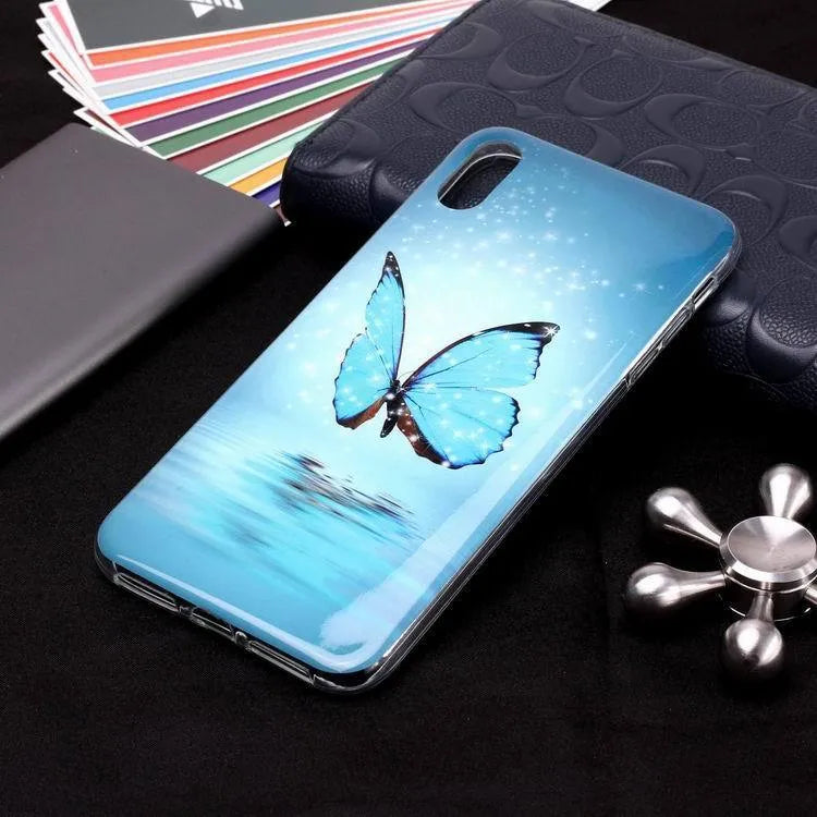 Luminous cartoon iPhone case with Butterfly design, back cover style in IMD+TPU material