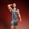 Quick-drying seamless vest set for women in black with print top and matching shorts