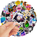 Set of 50 waterproof PVC graffiti stickers in various designs for luggage and smooth surfaces