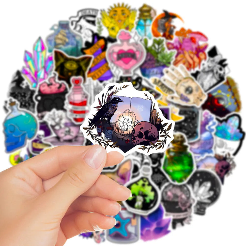 Set of 50 waterproof PVC graffiti stickers in various designs for luggage and smooth surfaces