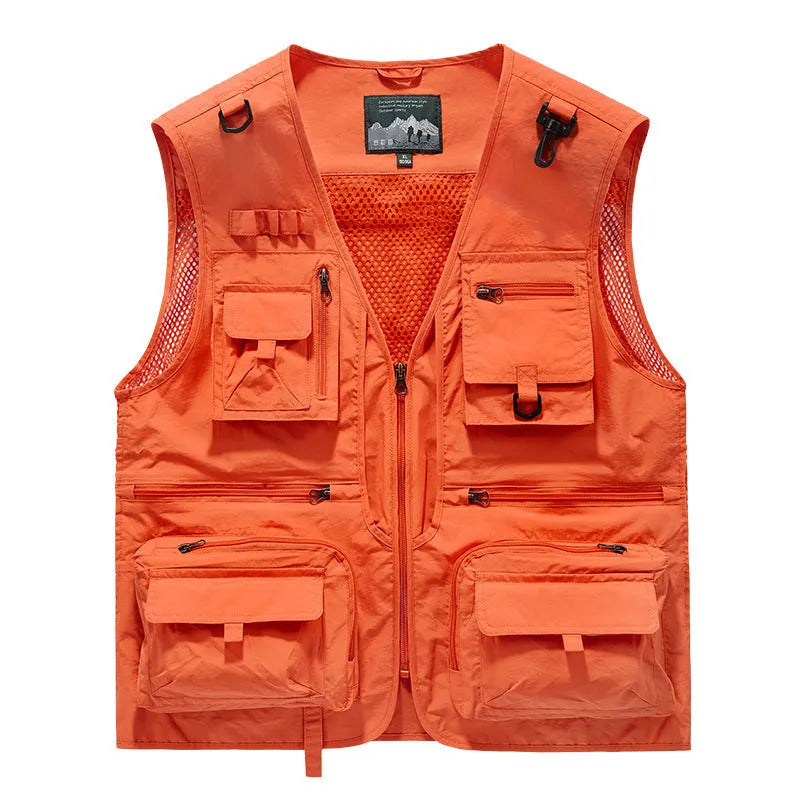 Men's loose fit mesh quick-dry vest in solid colour nylon, shown front view