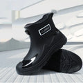 Adult waterproof wading boots with PVC rubber upper and integrated plastic sole in minimalist Korean style