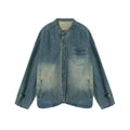 Loose casual commuting top for women, blue, long sleeve, straight hem, sizes M-2XL