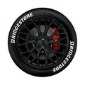 Set of 8 white 3D BRIDGESTONE style tyre letter stickers with glue paste adhesive, 3.5 cm height
