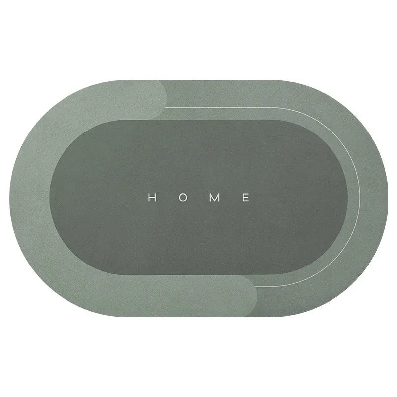 Bathroom absorbent floor mat with natural rubber backing in blue colour