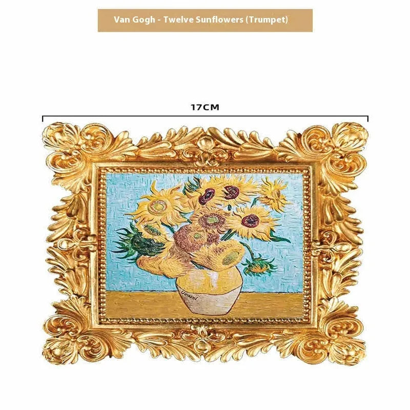 DIY filled oil painting craft kit with epoxy clay base, acrylic paints, and brushes for creating textured Van Gogh or Monet art reproductions.