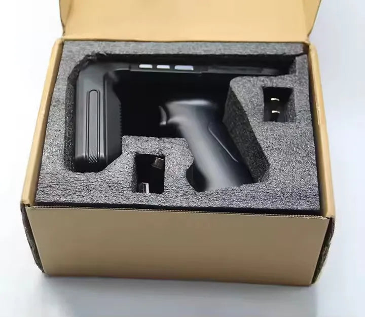 SLP-05 handheld Android UHF RFID reader and barcode scanner with large screen.