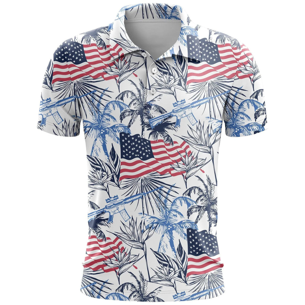 Loose fit 3D printed short sleeve casual T-shirt on a hanger, showing colour and pattern detail.