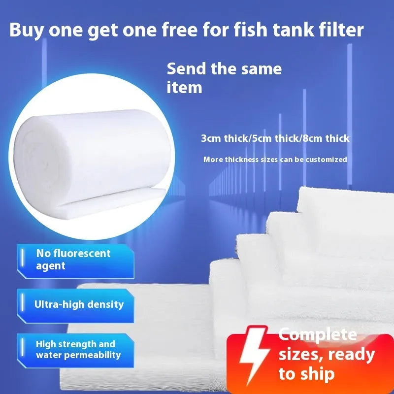 White thickened high density filter cotton roll for aquarium filtration, 3cm thick