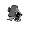 Black car wireless charger with suction cup mount on a car dashboard, ABS joint rod visible