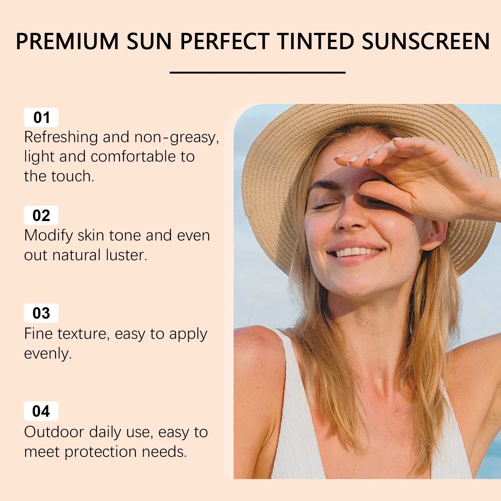 50ml sunscreen tube with titanium dioxide and hyaluronic acid for summer UV protection