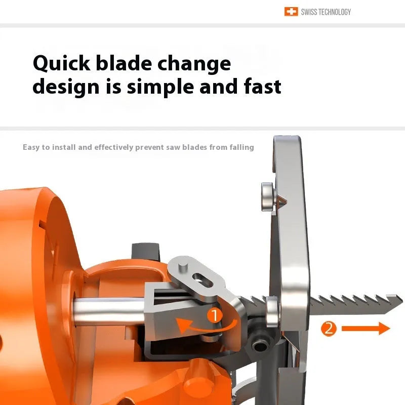 Single speed 600W handheld scroll saw for cutting PVC wood and metal with 5 blades